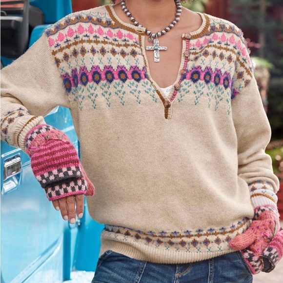 Innis Fair Isle cotton blend sweater. New with tags from Sundance. - Picture 1 of 8